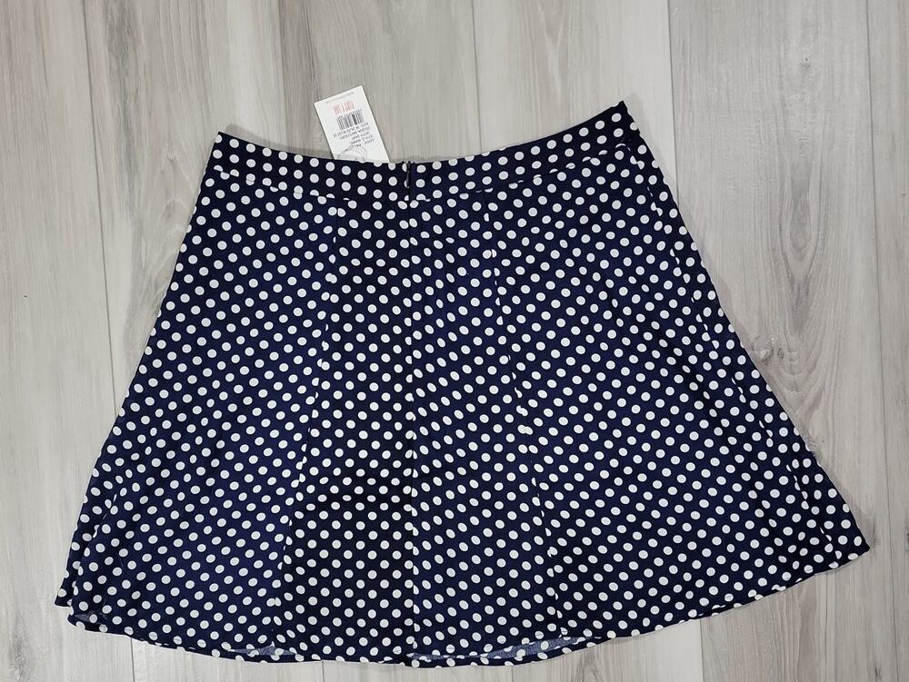 Poppy Lux Skirt Women's 6 Navy/Ivory Dotty New